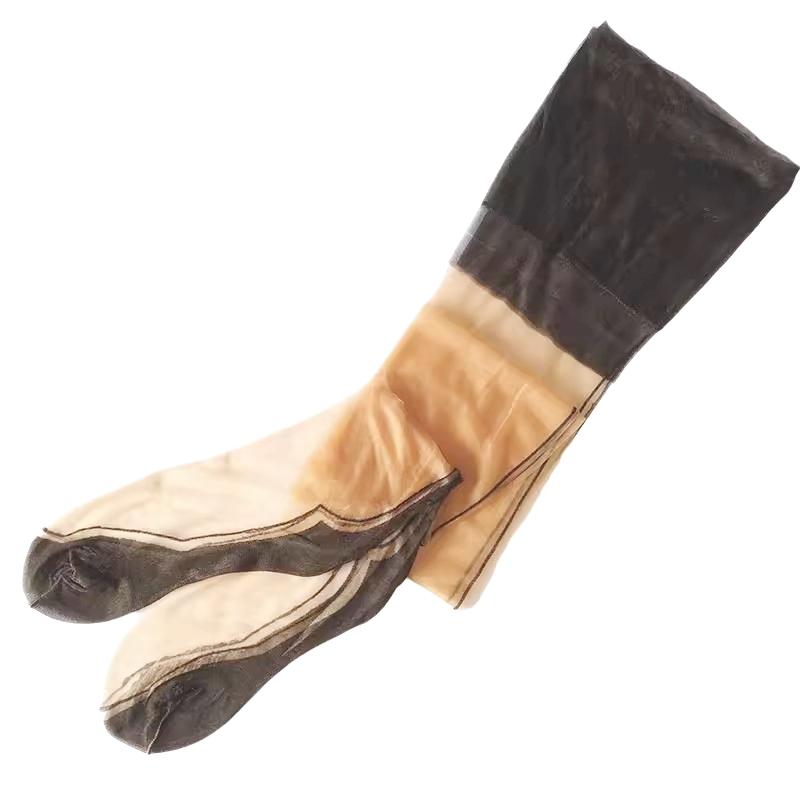 3 Paar/Set Fußform Cuban Heel Naht hinten Oberschenkelhohe Strümpfe Damen Sexy 5D Ultradünn Reines Nylon Nicht Elastisch Lange Strümpfe One Size beige