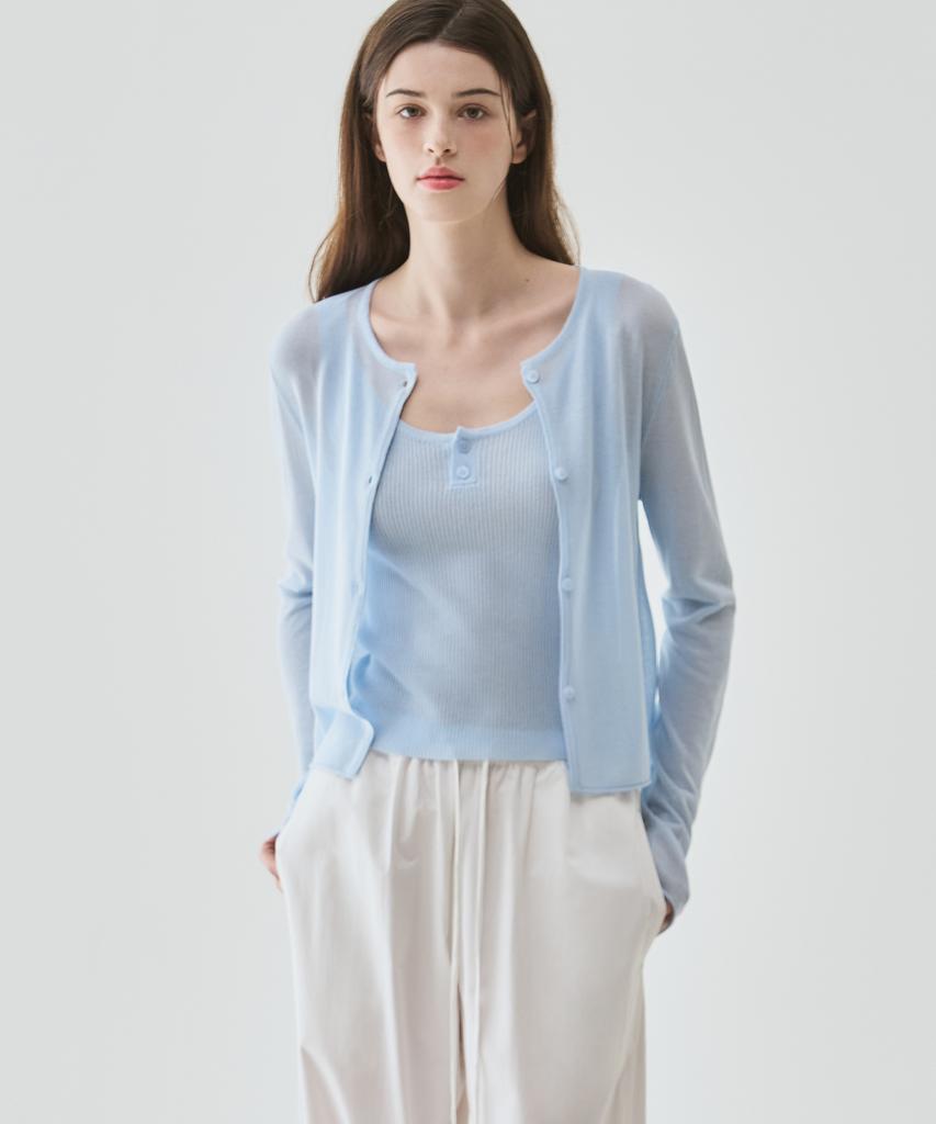 Deuloupisumeon Breeze Knit Cardigan + Sleeveless Set [4 Colors]