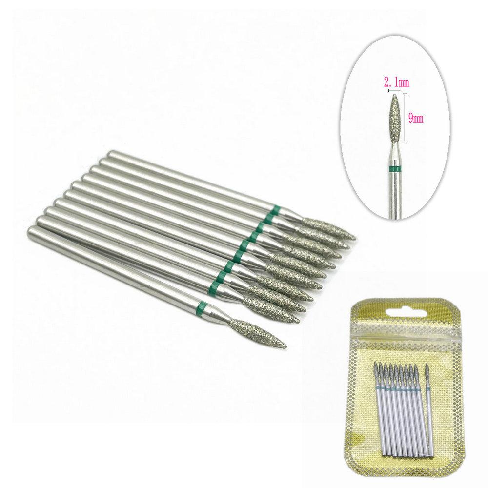 10ks/sada Diamantový vrták na nechty Rotačné bity pre elektrickú manikúru Frézka Bur Nail Art Tool Príslušenstvo