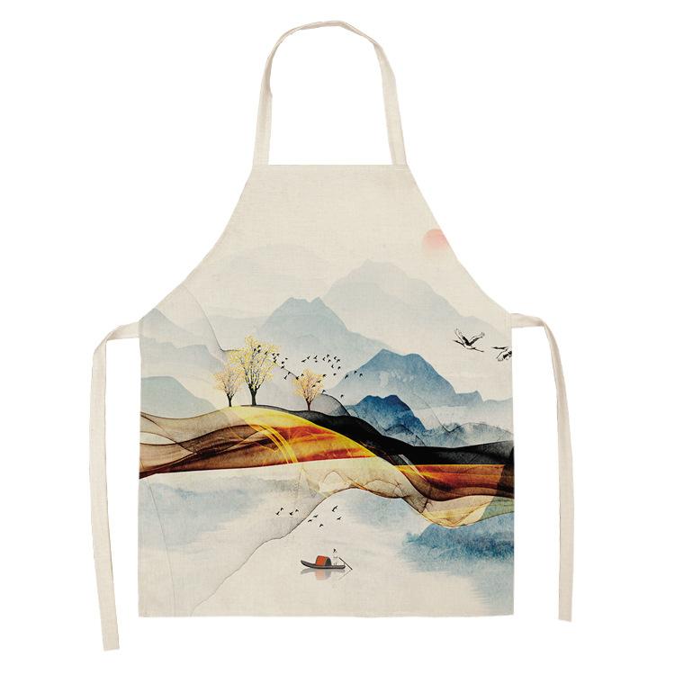 Deer Butterfly Kitchen Aprons for Women Cotton Linen Bibs Household Cleaning Kitchen Apron Maid Apron Aprons