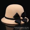 Hat Women's Autumn and Winter Wool Flower Pot Hat French Felt Women's Outdoor Warm Windproof Top Hat Wool Wide-brimmed Hat