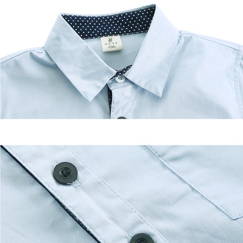 Boys Shirt Spring Autumn Kids Solid Color Cotton Long-Sleeved Blouse Teen Children's Clothing