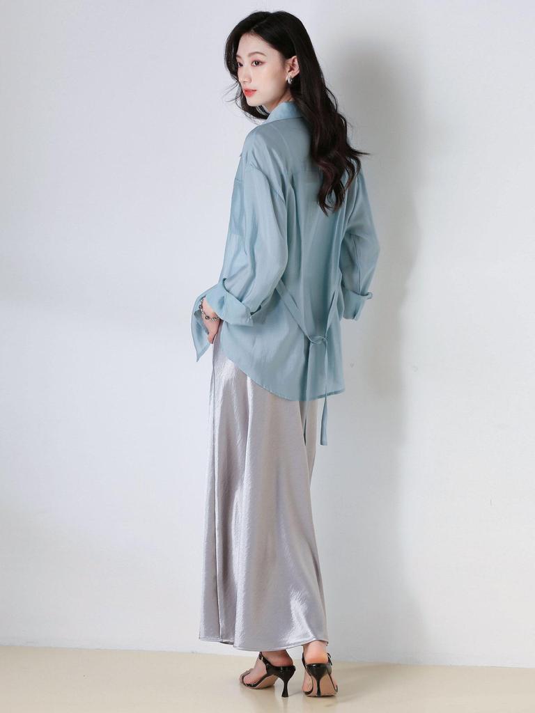 Summer Satin Slimming Bias Cut A-line Mermaid Skirt for Women