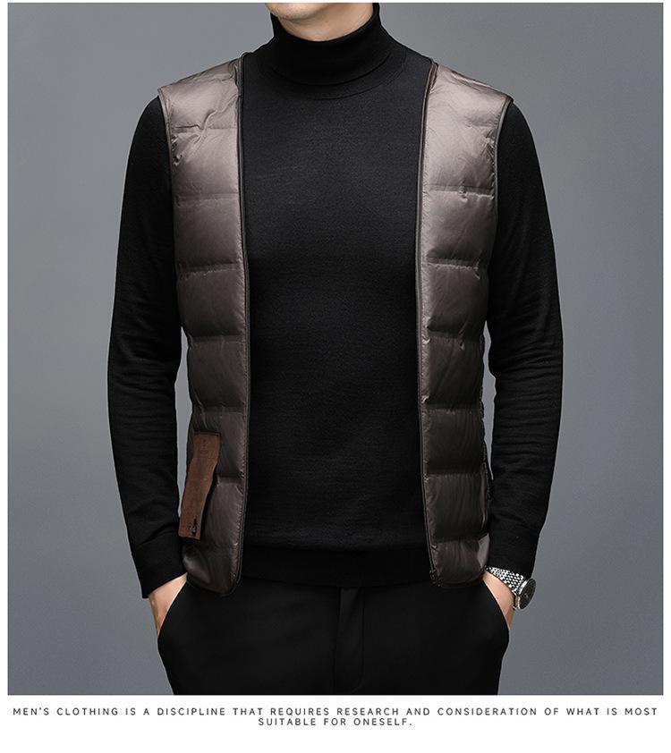 Men's Mid-length Double-sided Cashmere Coat with Detachable Down Liner, Thickened and Warm for Mid-aged