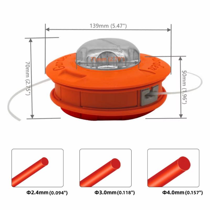 Universal Fit Automatic Grass Trimmer Head 2 Line System For Gasoline Garden Cutting Tools Easy to Install
