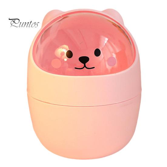 Trash Can Colorful Cartoon Bear Design Large-capacity Transparent Flap Top Multi-purpose Food Residue Storage Bin