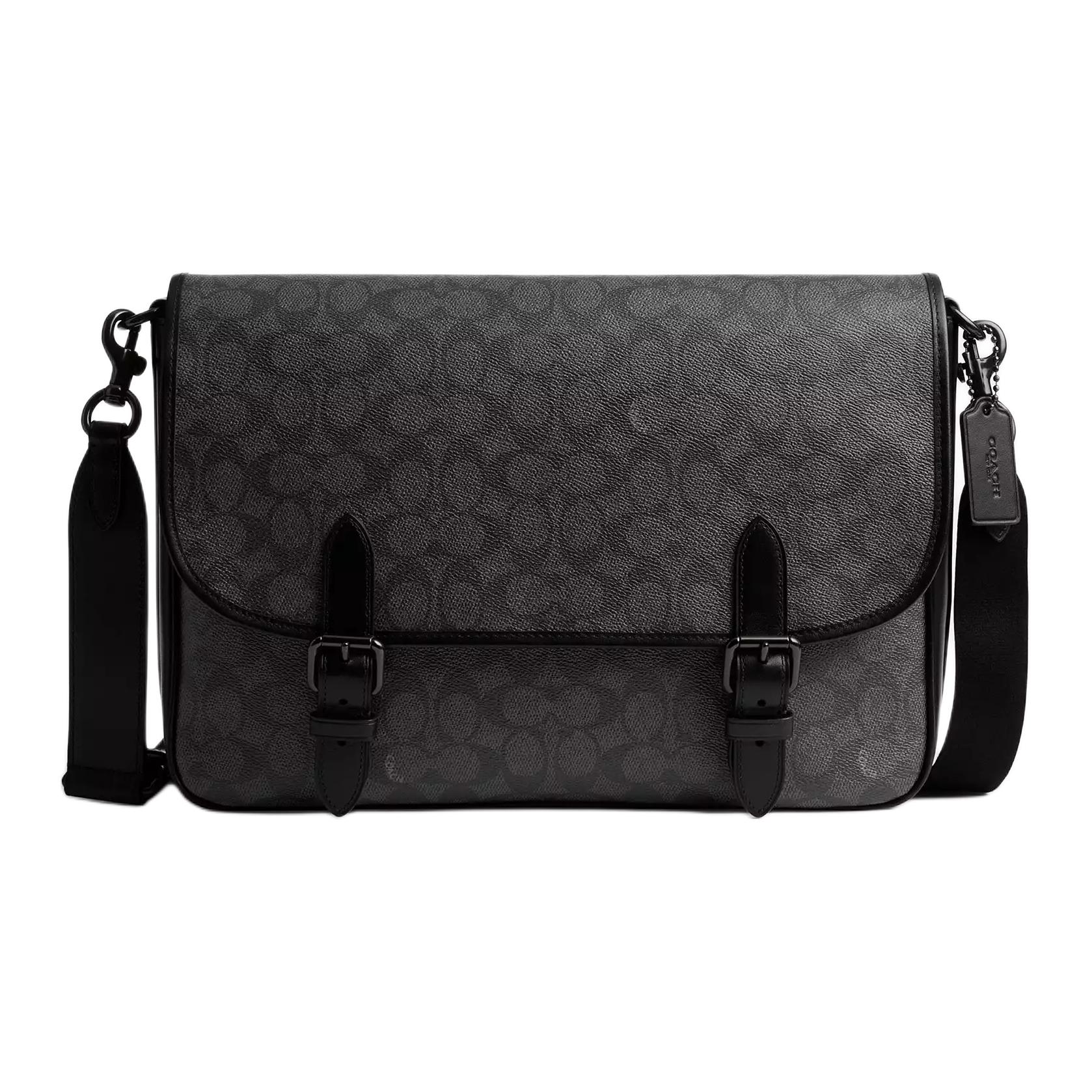 

Coach Hitch 32 Classic Monogram Print Coated Canvas And Calfskin Messenger Bag Men bags Charcoal CAH92-CHR Basic Set (Bag+Dust Bag)