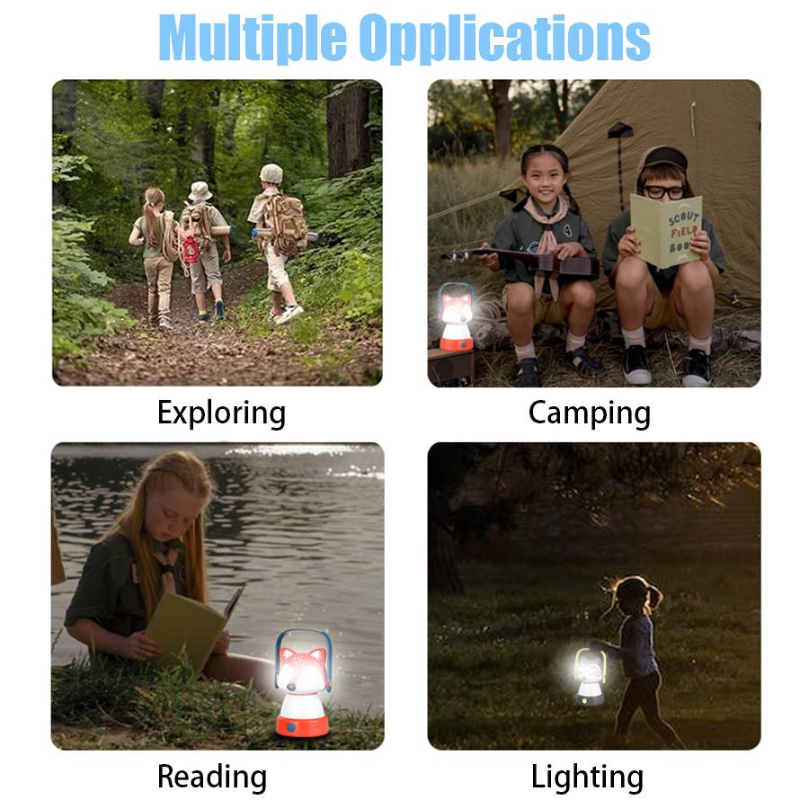 Portable LED Lantern Rechargeable Flashlight with 3 Modes Light Outdoor Waterproof Camping Hanging Headlight Set for Kids Gift