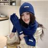 Solid Color Hat Scarf Gloves Set Warm Winter Beanie Hat Neck Warmer Thermal Knit Cap  Hiking