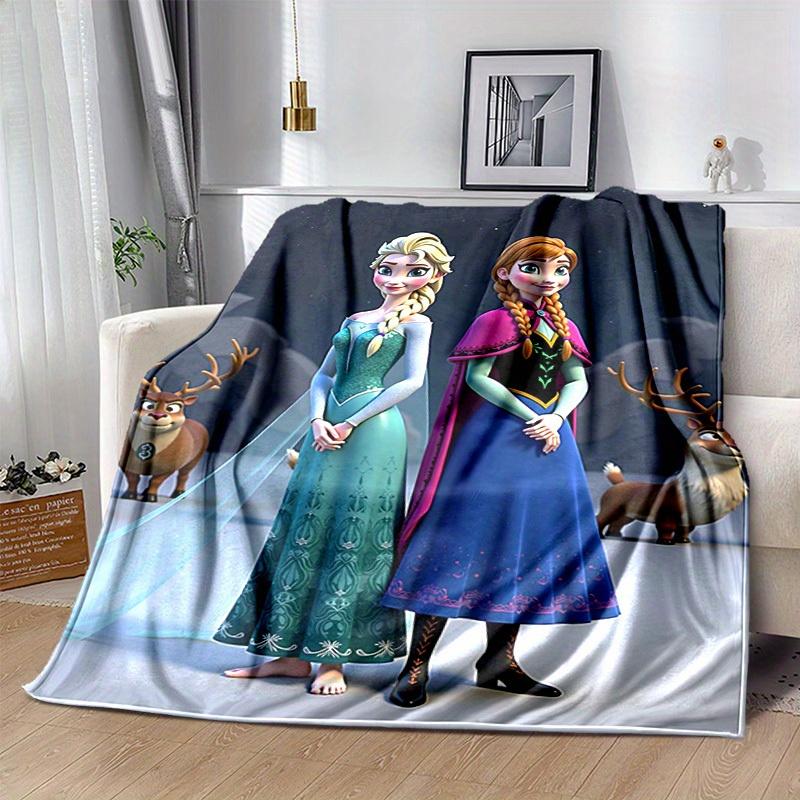 1pc, Cartoon Blanket, Winter Wonderland Theme, Elsa and Anna, Perfect for Home Decor, Soft Flannel Throw Blanket, Versatile & Cozy for Bedroom, All Se