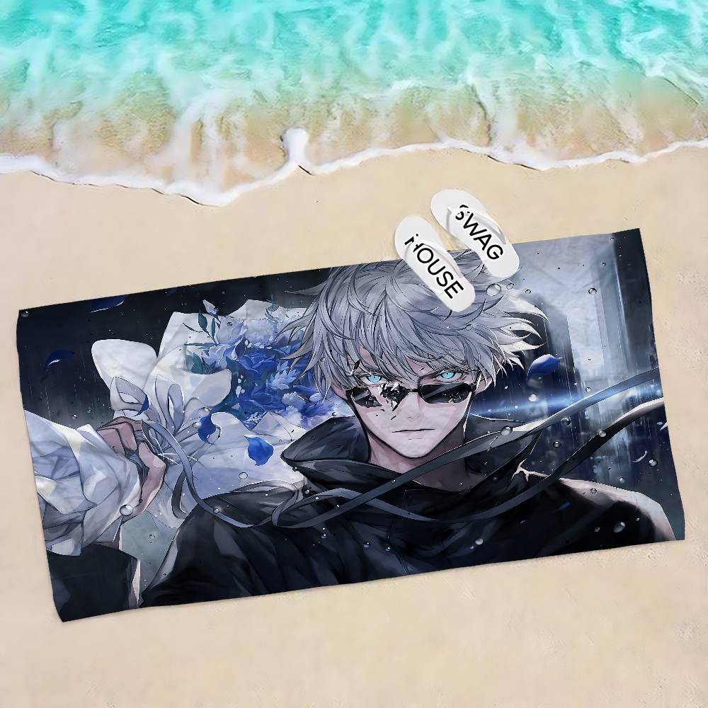 Jujutsu Kaisen Gojo Satoru Mikrofaser Strandtuch Saugfähig Schnelltrocknend Weich Yoga Schwimmen Resort Bergsteigen Handtuch