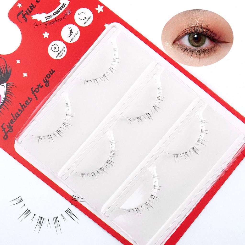 3 Pairs Of Transparent Stem Barbie Comic Eye False Eyelashes Simulation Curled Natural Fairy Lower Eyelashes Eyelashes