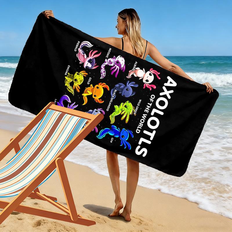 Cute Axolotls 2D Flat Print Beach Towel, Large Soft Quick Dry Towel for Beach Camping SwimmingXSTJ0915067