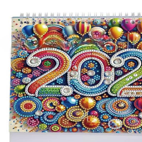 DIY Rhinestone Art Painting Desk Calendar Kit 12-Month Home Office Planner 2026 Practical Sparkling Rhinestone Craft Calendar