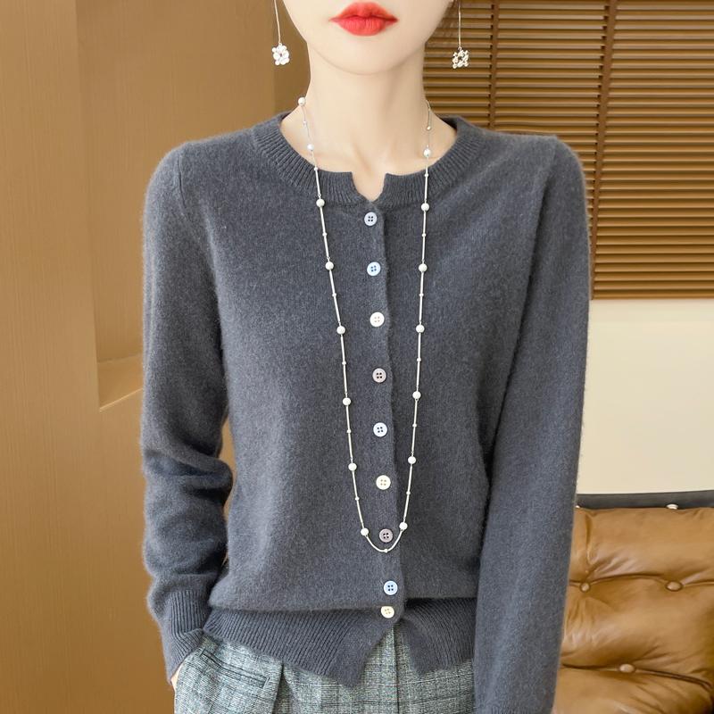 QingHe Cashmere Women's 30% Cashmere Cardigan - Soft & Warm Wool Blend Sweater