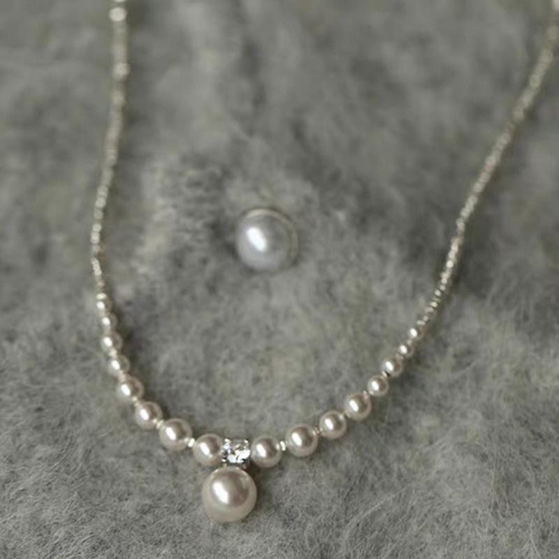 French Romance~ Retro Elegant Flower Pearl Necklace Temperament Versatile Collarbone Chain Necklace Women