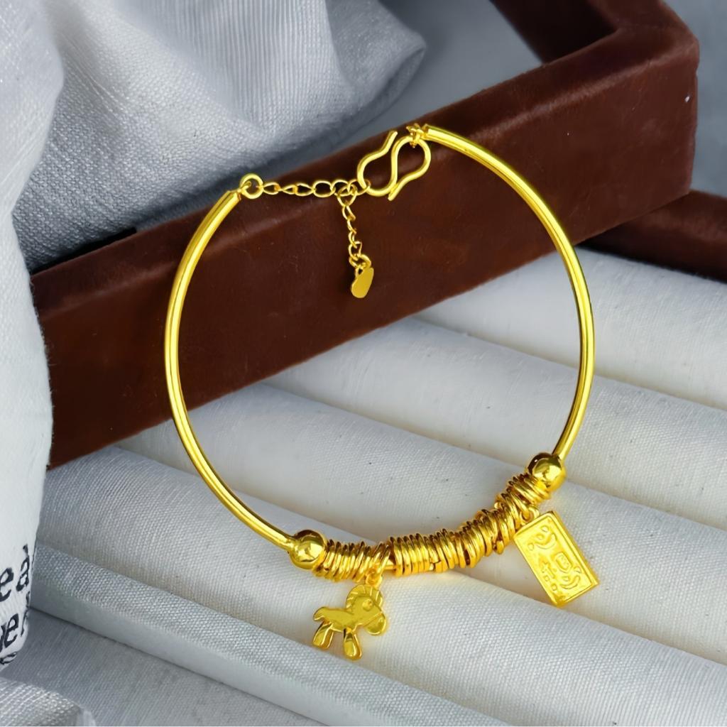 Alle dine ønsker går i opfyldelse Pony Vedhæng Åbent Armbånd Kvinde Niche Let Luksus High-end Armbånd