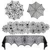 Décoration Halloween 2025 Dentelle Toile d'araignée Squelette Crâne Nappe Noir Cheminée Manteau Écharpe Fournitures de Fête Événement