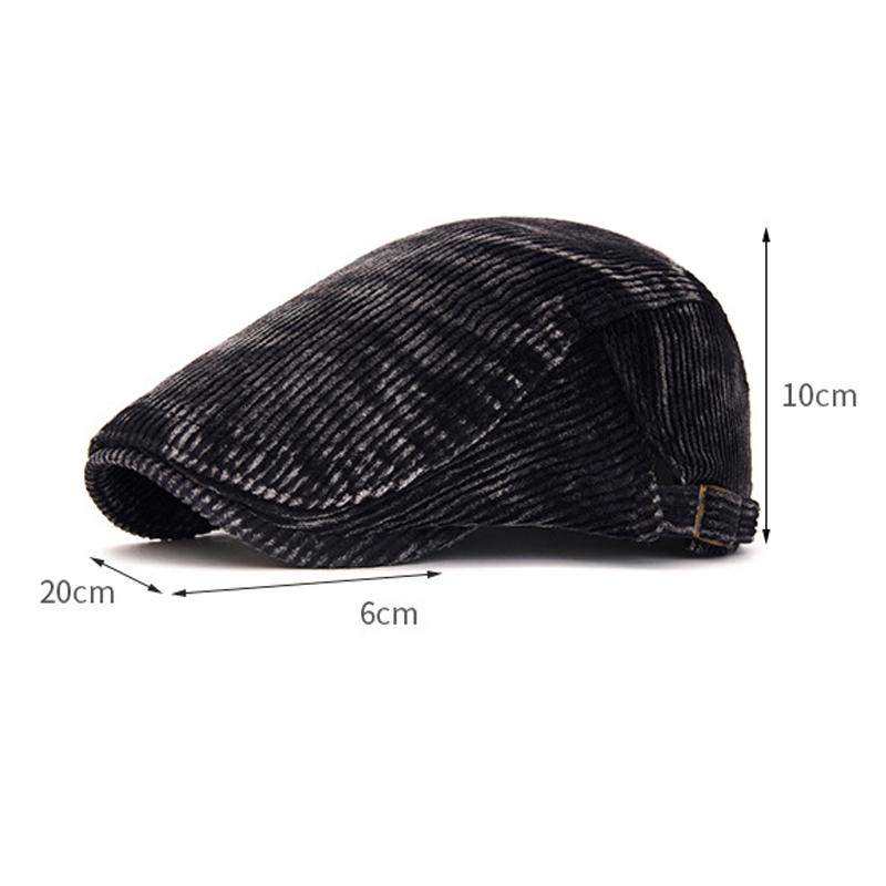 Autumn Winter Forward Cap Men's Corduroy Peaked Cap Women's Retro Beret British Newsboy Cap