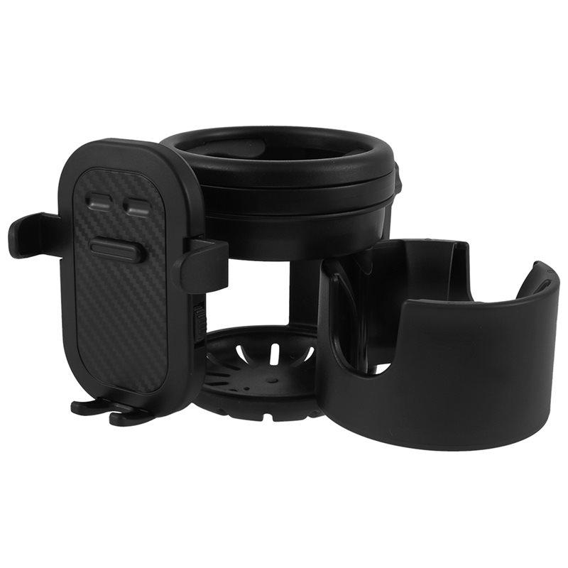 AB34-Stroller Cup Holder Universal Pushchair Water Bottle Stand 360° Rotating Phone Holder Baby Car Organizer Double Hole