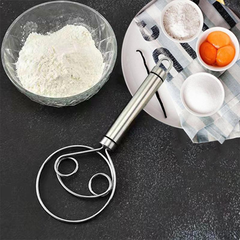 Stainless Steel Manual Double Circular Coil Dough Mixer, Mixer, Manual Dough Powdering Machine, Dough Mixing Rod, Flour Mixing Rod