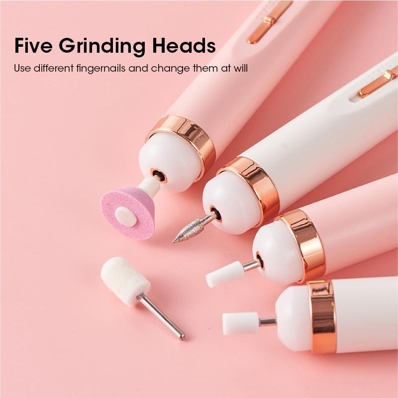 

5-в-1 электрическая шлифовальная машинка для ногтей, мини-инструменты для ухода за ногтями и их украшения, инструменты для маникюра и дизайна ногтей для салонной дрели розовый