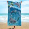 Delfin-Print Mikrofaser Strandtuch, Weiches Saugfähiges Poolhandtuch, Sandabweisendes Handtuch zum Schwimmen, Strandutensilien, Reisebedarf
