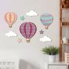 9 Pcs Hot Air Balloon Wooden Wall Sign Boho Nursery Wall Art Stars Clouds Balloons Wall Sculpture for Kids Bedroom Playroom Home Decor