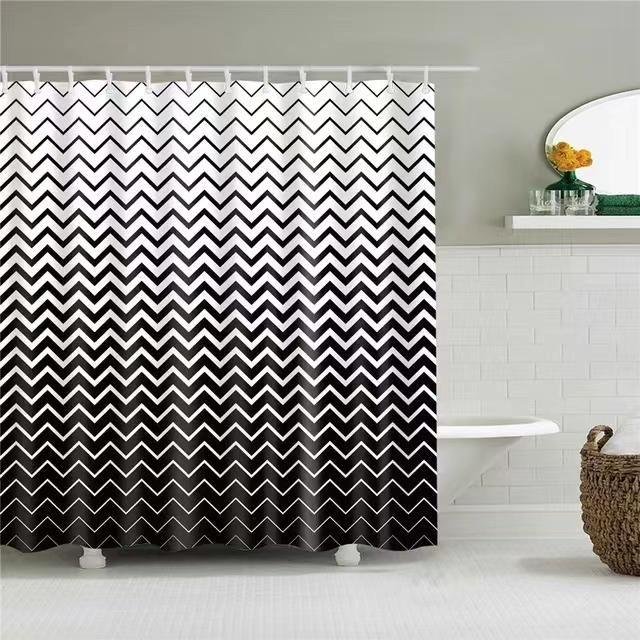 

Simple Letter Black White Shower Curtains Design Bathroom Curtain Nordic Home Decor Bathroom Accessories Bath Screen With Hooks W60H190(CM)-1 Pcs