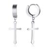 Stainless Steel Earring with Cross Charm for Guys Men's Zircon