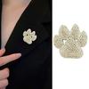 Paw Print Brooch for Women, Rhinestone Cat Dog Foot Pin, Sparkling Cubic Zirconia Badge for Coat Bag Hat, Teacher Pet Lover Gift