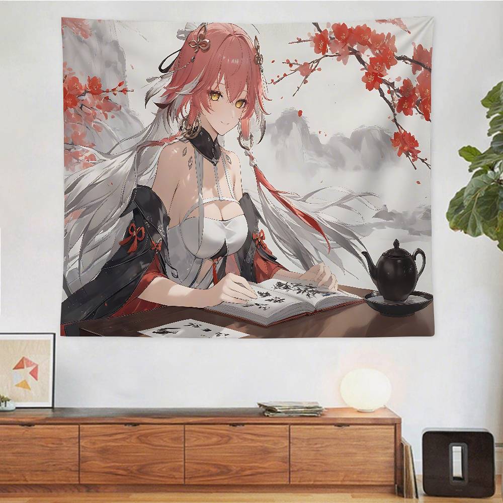 GWutheringI TWaves Changli Tapestry Wall Hanging Tapestry Art Deco Style Blanket Curtain Home Bedroom Living Room Decoration