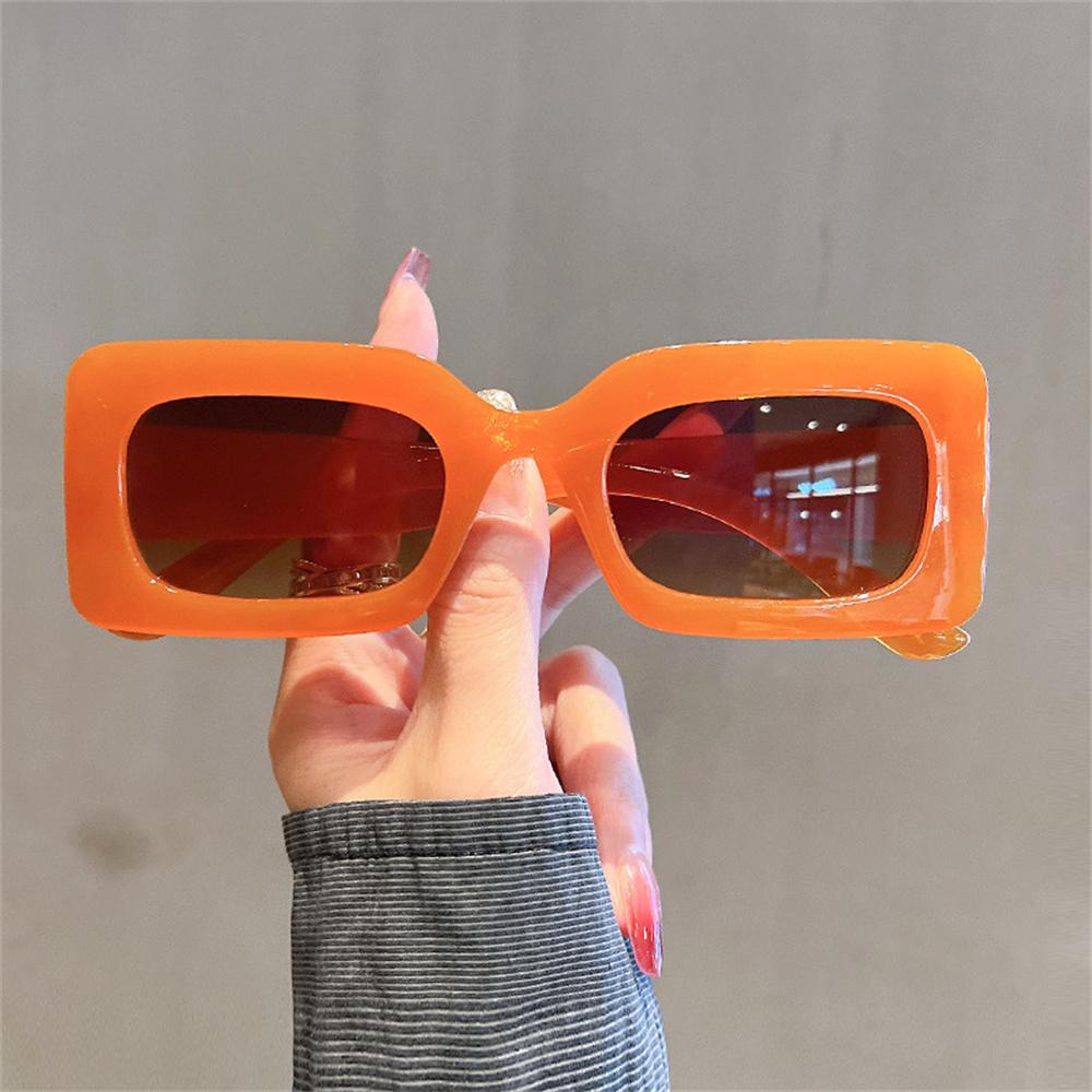 Jelly Color Sunglasses Trendy  Retro Sunglasses Rectangle Eyewear Modern Design UV400 Shades For Summer Fashion Outdoor