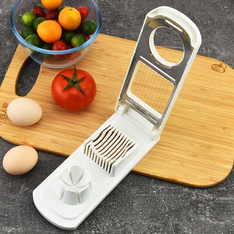 ABS Egg Slicer 2 In 1 Flower Shape Stainless Steel Wire Cutter Kitchen Tools Easy Clean Food Grade Multifunctional