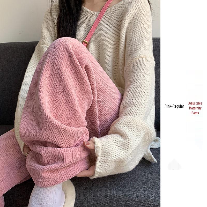 

Зручні вагітні широкі штани: Осінньо-зимові великі розміри з оксамитом, товста підтримка живота, не обмежують рухів, повсякденні легінси One Size - 80-110 lbs