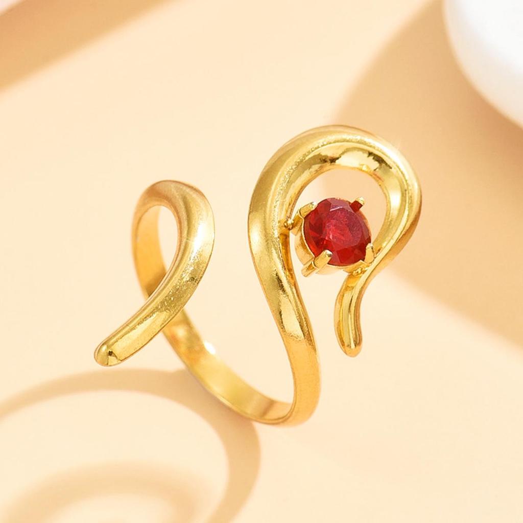 High-End Retro Titanium Steel Gold-Plated Irregular Design Open Ring