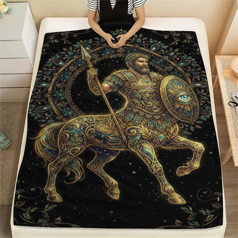 1Pc Centaur Print Flannel Blanket, High quality Comfortable for All Seasons, Home Decor, Warmth and Comfort, Perfect for Christmas Gifts W90