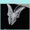Elegant Silver-plated Hollow Butterfly Necklace With Sparkling Crystal Inlay