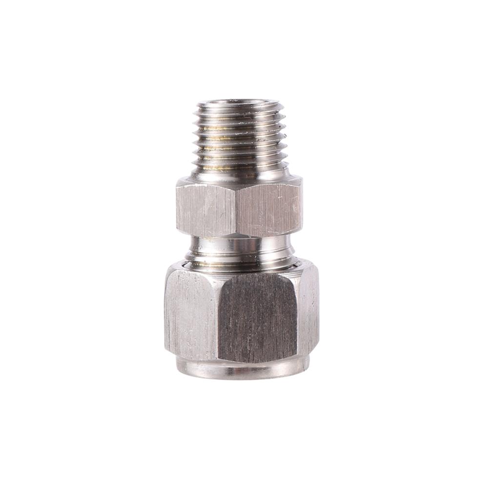 SS 304 Double Ferrule Pipe Straight Fitting 3/8" Tube To 1/4" Male NPT BSP Stainless Steel Pipe Fitting 1 Pc