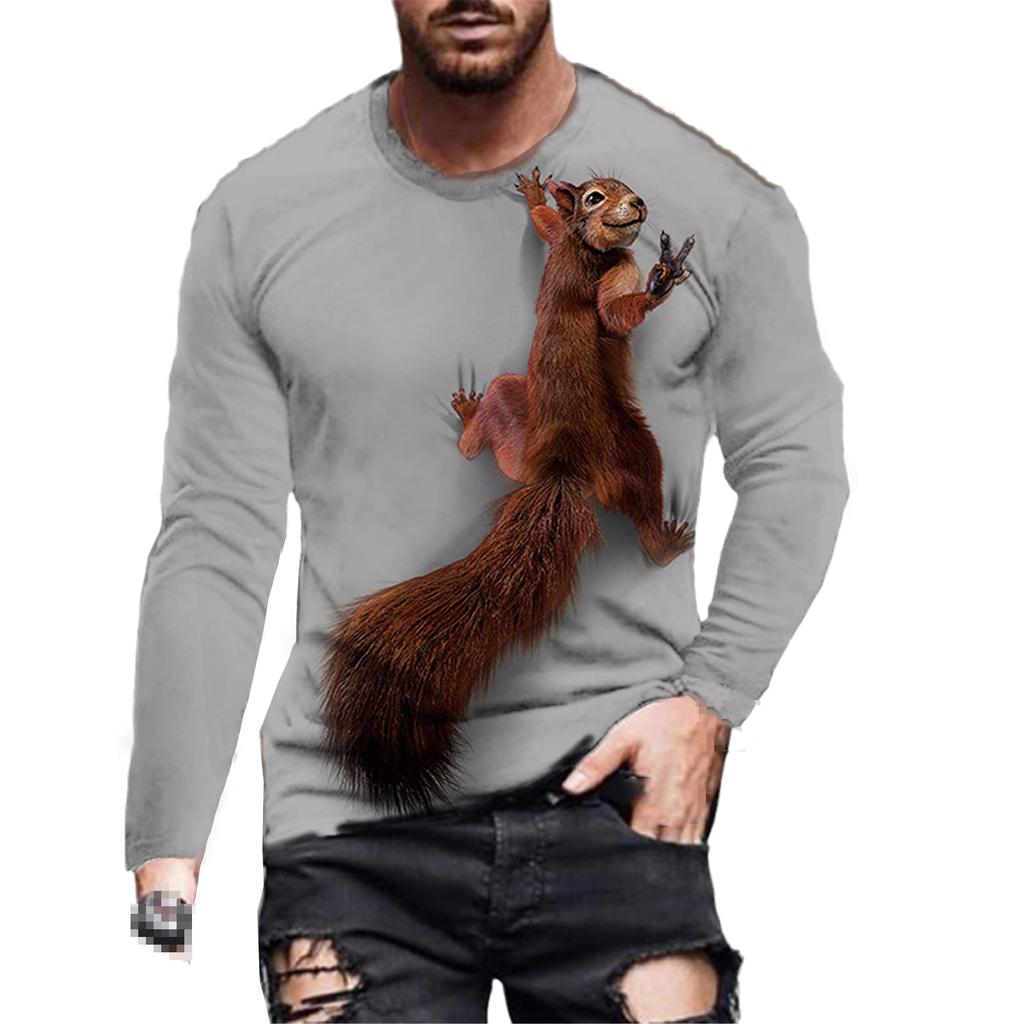 Squirrel 3D Print T-Shirts Men Woman Casual Round Neck Long Sleeve T Shirt Streetwear Harajuku Pullovers Tees Tops Kids Clothing