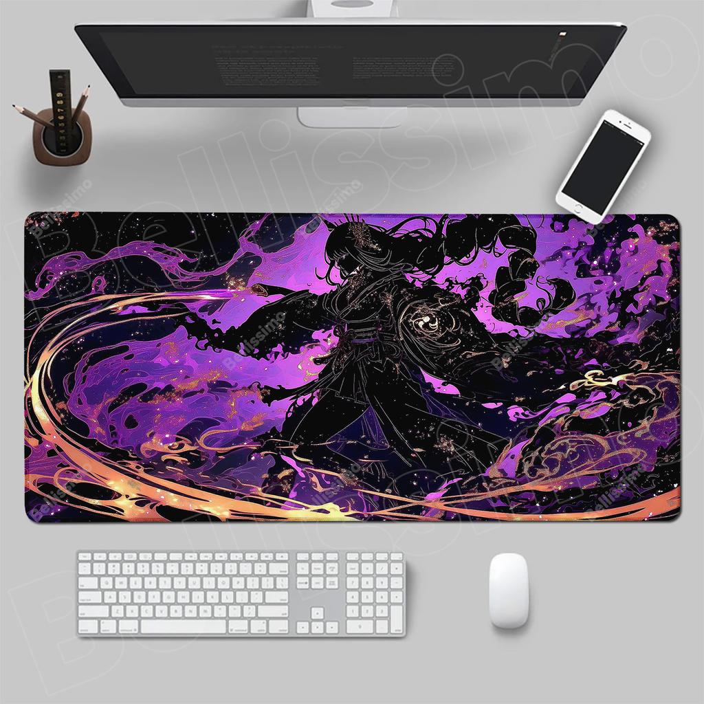 Purple Anime Gaming Accessories Mouse Pad PC Genshin Impact Raiden Shogun Desk Mat Laptop Kawaii Girl Keyboard Mousepad Carpet