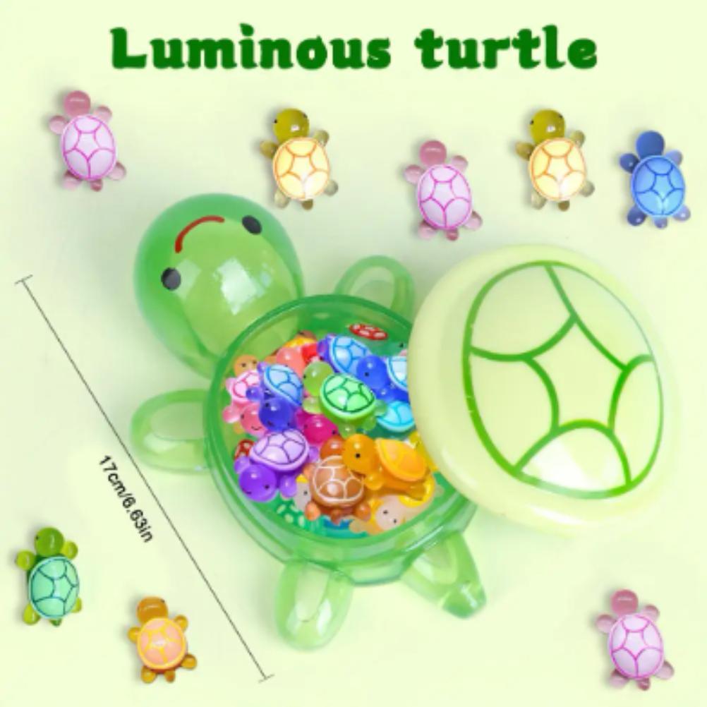 1 Pieza Tortuga Grande Luminiscente Nocturna + 100 Piezas Mini Figuras de Tortugas Luminosas Artesanía de Resina Adorno de Almacenamiento de Tortuga Luminosa Paisaje Escritorio