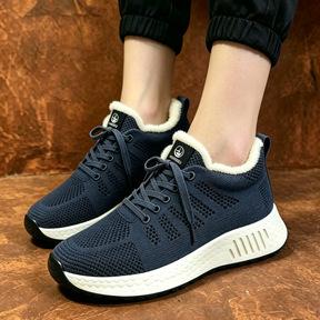 Customized cotton shoes women's shoes winter velvet thickened casual shoes lace-up walking mother shoes non-slip cotton boots