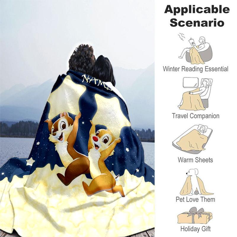 Customiz Name Personality Chip & Dale Blanket Soft &Warm Sofa Office Bed Travel Lunch Break Blanket, Gift Suitable All Seasons
