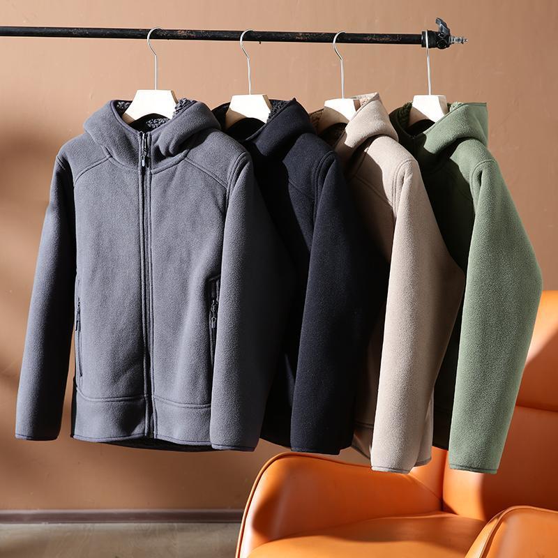 Herren verdickte Kapuzen-Fleece-Winterjacke - Warm & Lässig für Herbst/Winter