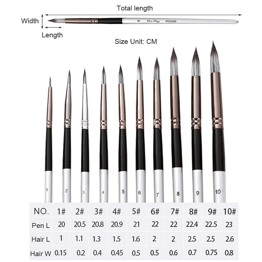 10Pcs/Set Wooden Handle Paint Brushes Nylon Drawing Kit  for Acrylic Oil Painting