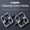 WEST BIKING 3 Bearings Bike Pedals Carbon Fiber Tube Ultralight Aluminum Widen Flat Pedal Anti-slip MTB Road Bike Pedals