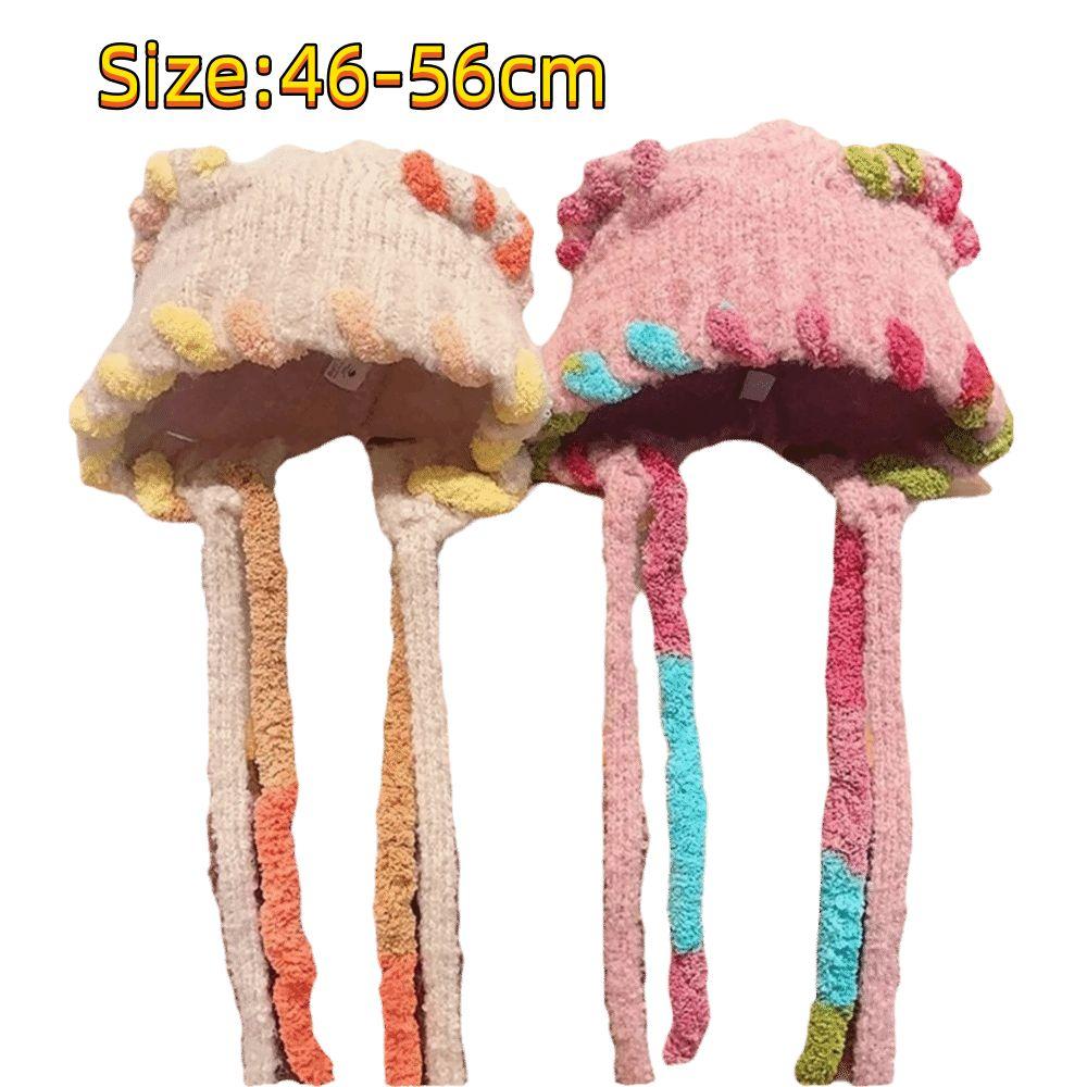 Lightweight Warm Ear Knitted Fleeces Hat Elastic Adjustables Kid Ear Protection Cap Windproof Tassels Straps Ear Muff Hat