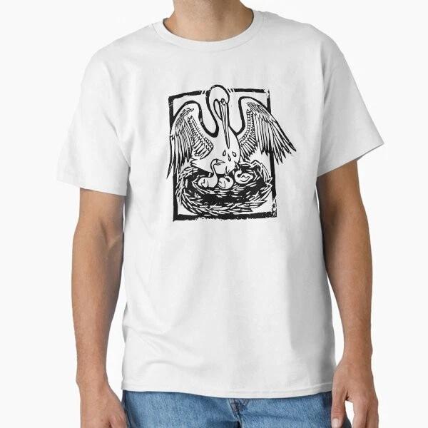 

Pelican In Her Peity Linocut Image Classic T- T shirt Made in US/AUS Size S-2XL 2XL