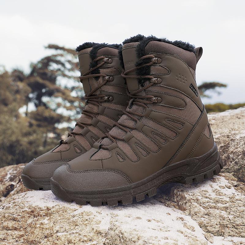 Winter Outdoor Cold-resistant and Warm Snow Boots High Boots Black Waterproof High-top Cotton Shoes